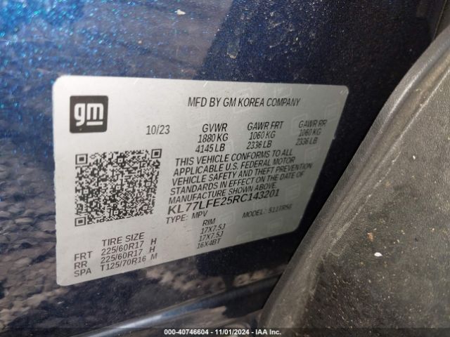 KL77LFE25RC143201 Chevrolet Trax Fwd Sp