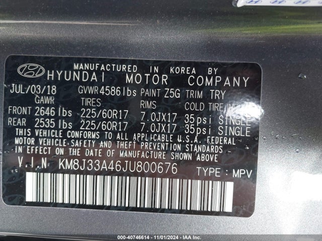 Hyundai Tucson Sel Plus 2018 KM8J33A46JU800676 Image 9
