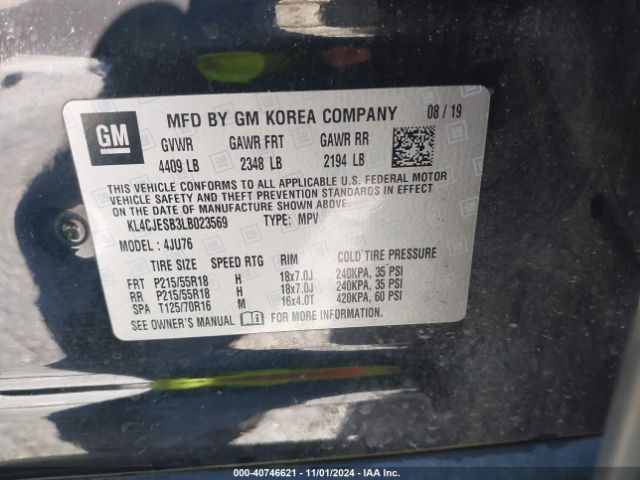 KL4CJESB3LB023569 Buick Encore Awd Preferred