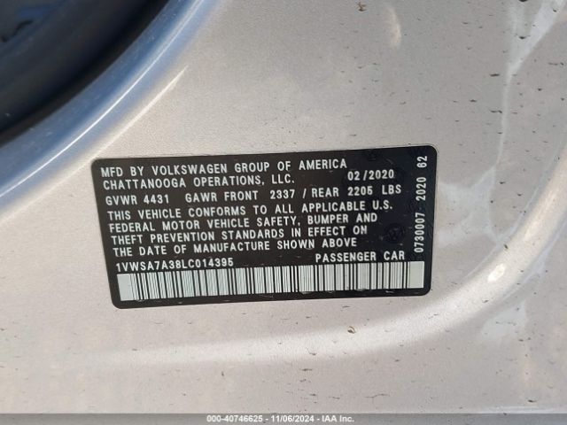 1VWSA7A38LC014395 Volkswagen Passat 2.0t Se