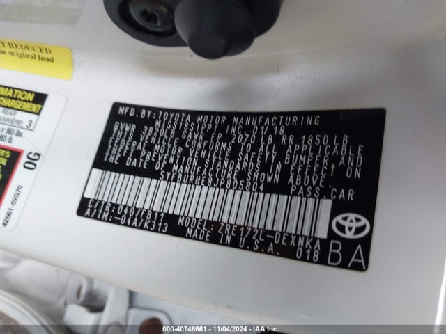 Toyota COROLLA LE 2018 5YFBURHE8JP805804 Image 9