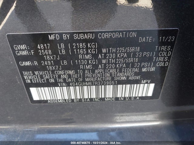 4S4GUHM67R3739051 Subaru Crosstrek Limited