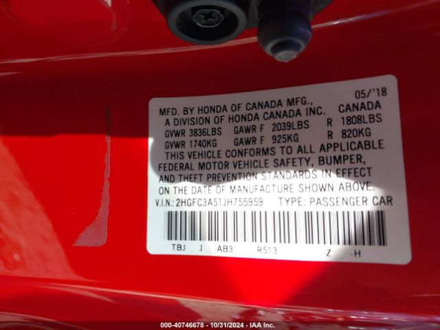 2HGFC3A51JH755959 Honda CIVIC SI