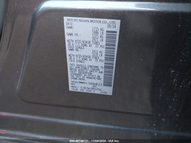 5N1AL0MM4FC500822 Infiniti QX60