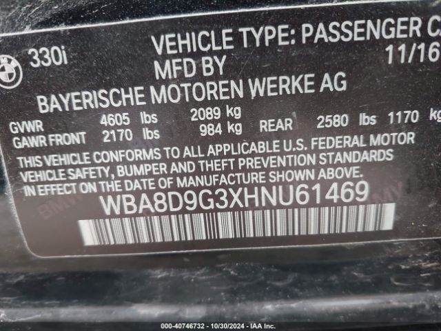 WBA8D9G3XHNU61469 BMW 330i Xdrive