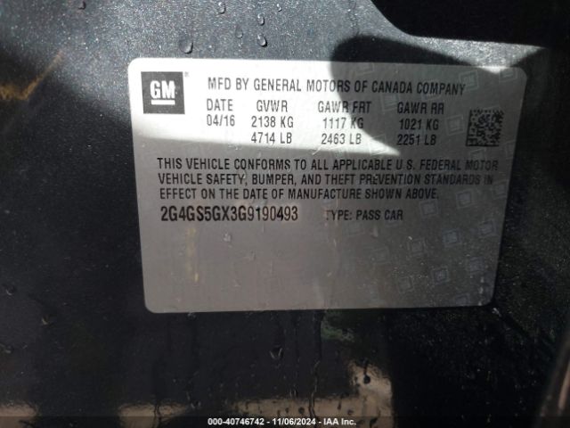 2G4GS5GX3G9190493 Buick Regal Turbo Premium Ii