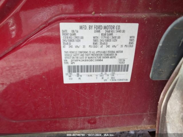 2FMPK3K89GBC39984 Ford Edge Titanium