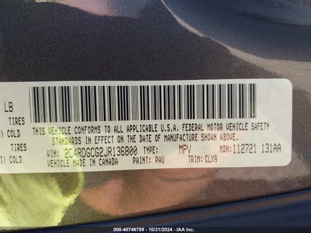 Dodge Grand Caravan Sxt 2018 2C4RDGCG2JR136800 Image 9