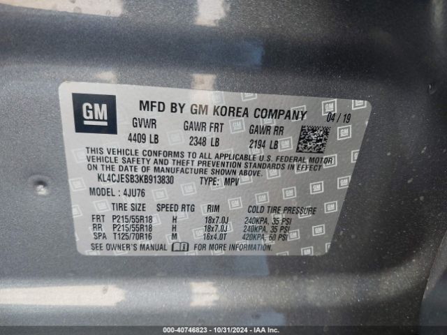 KL4CJESB3KB913830 Buick Encore Awd Preferred