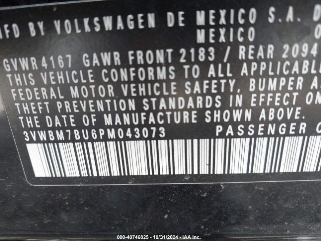 3VWBM7BU6PM043073 Volkswagen Jetta 1.5t Sport