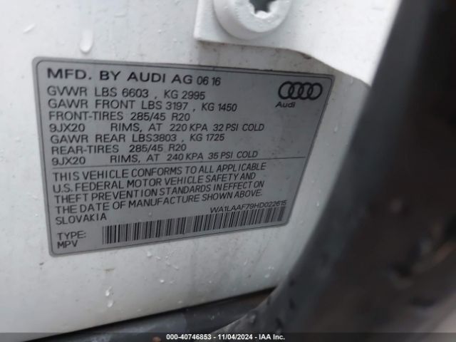 WA1LAAF79HD022615 Audi Q7 3.0t Premium