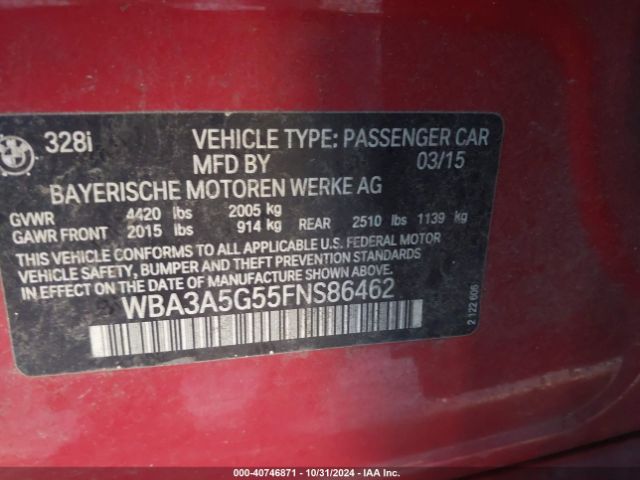 WBA3A5G55FNS86462 BMW 328I