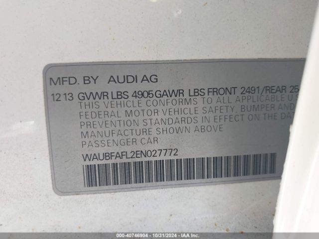 WAUBFAFL2EN027772 Audi A4 2.0t Premium