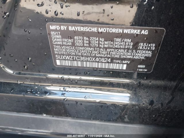 5UXWZ7C36H0X40824 BMW X3 Sdrive28i
