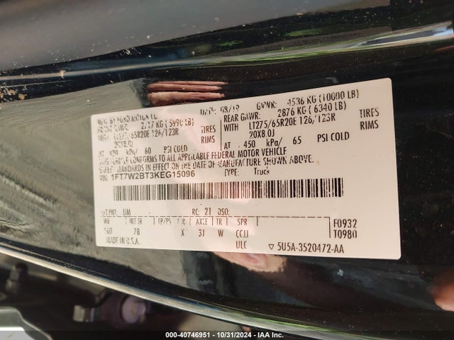 Ford F-250 Platinum 2019 1FT7W2BT3KEG15096 Image 9