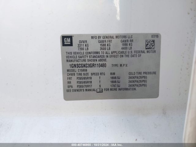 1GNSCGKC0GR110480 Chevrolet Suburban Ls