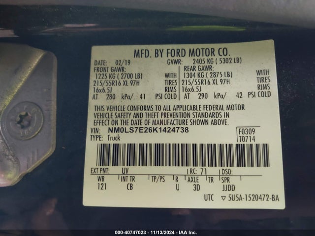 Ford Transit Connect Xl 2019 NM0LS7E26K1424738 Image 9