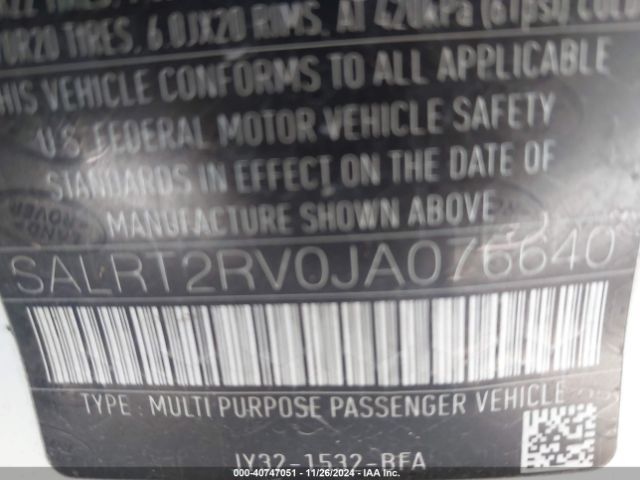 SALRT2RV0JA076640 Land Rover Discovery Hse Luxury