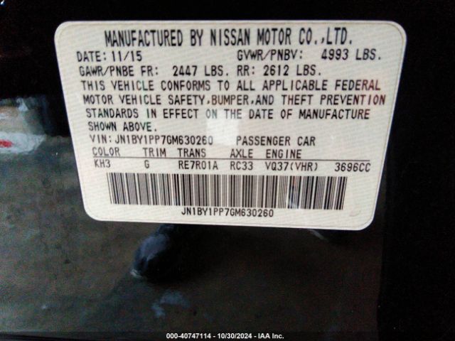 JN1BY1PP7GM630260 Infiniti Q70l 3.7