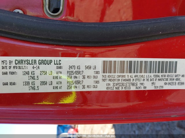 3C4PDCBG1ET270816 Dodge 2014