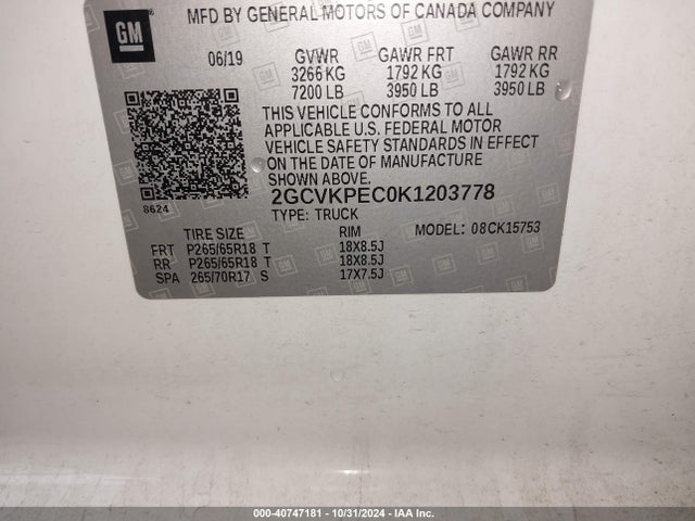 Chevrolet Silverado 1500 Ld Lt 2019 2GCVKPEC0K1203778 Image 9