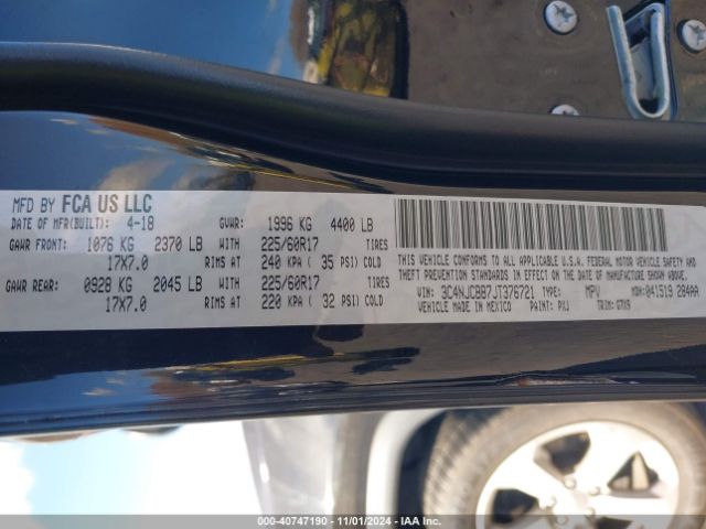 3C4NJCBB7JT376721 Jeep Compass Latitude Fwd