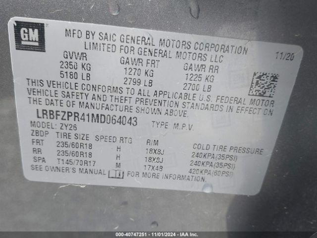 LRBFZPR41MD064043 Buick Envision Awd Essence