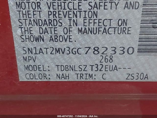 5N1AT2MV3GC782330 Nissan Rogue Sl
