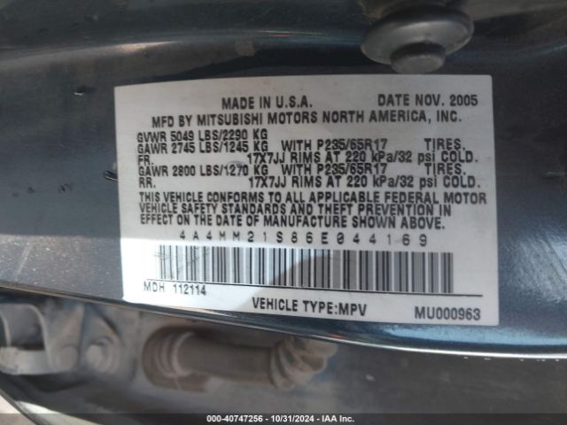 2006 MITSUBISHI ENDEAVOR 4A4MM21S86E044169 Photo 8