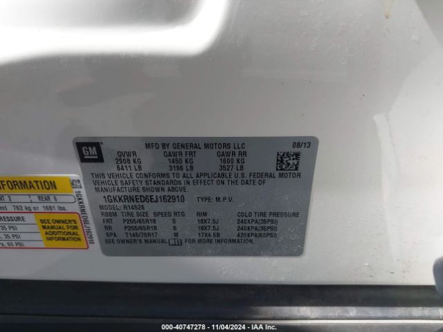 1GKKRNED6EJ162910 GMC Acadia Sle-1