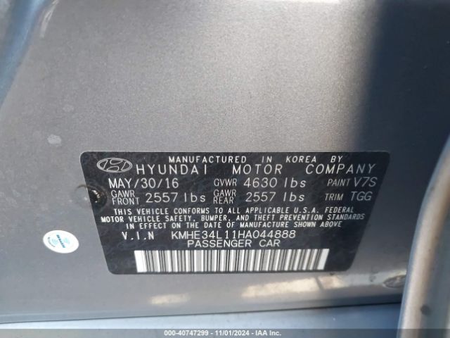 KMHE34L11HA044888 Hyundai Sonata Hybrid Limited