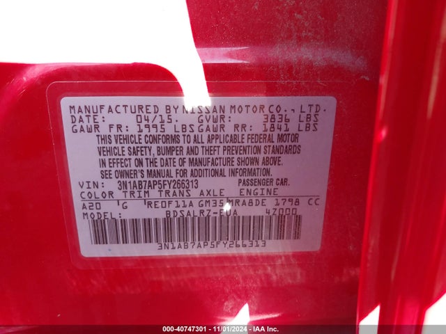 Nissan SENTRA SR 2015 3N1AB7AP5FY266313 Image 9