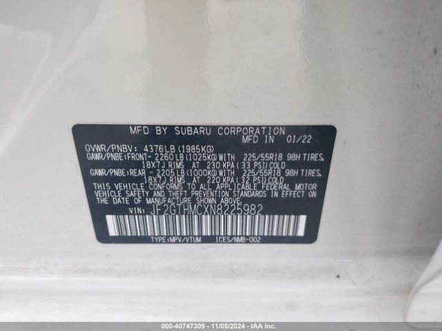 JF2GTHMCXN8225982 Subaru Crosstrek Limited