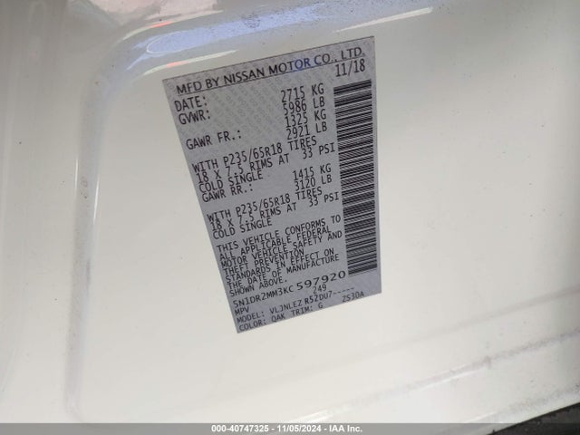 Nissan Pathfinder Sv 2019 5N1DR2MM3KC597920 Image 9