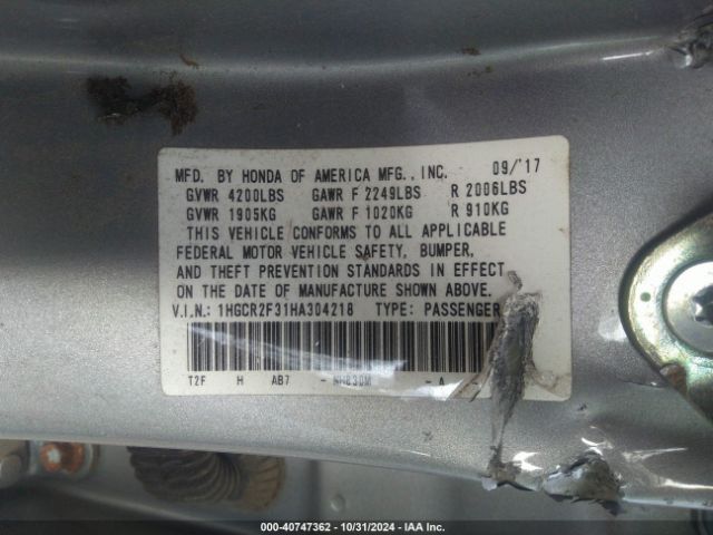 1HGCR2F31HA304218 Honda ACCORD LX