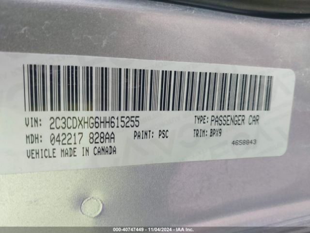 2C3CDXHG6HH615255 Dodge Charger Sxt Rwd