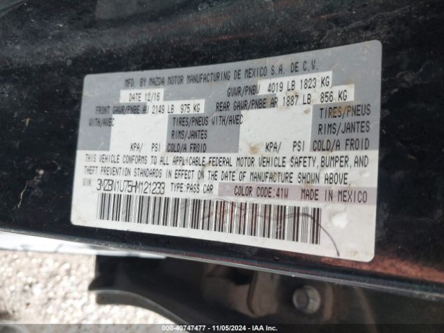 3MZBN1U75HM121233 Mazda Mazda3 Sport