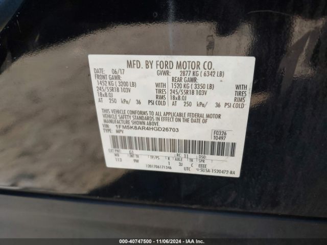 1FM5K8AR4HGD26703 Ford Utility Police Interceptor