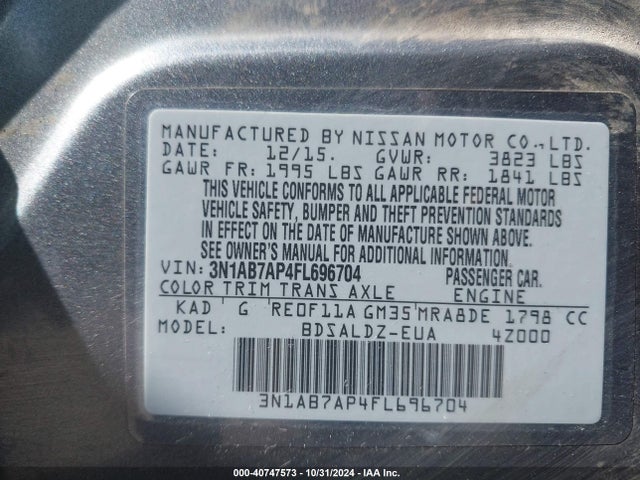 Nissan SENTRA SV 2015 3N1AB7AP4FL696704 Image 9