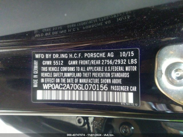 WP0AC2A70GL070156 Porsche Panamera Turbo