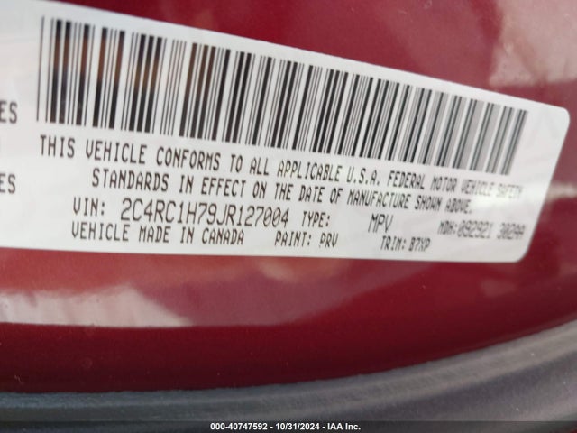 2C4RC1H79JR127004 Chrysler Pacifica Hybrid Touring Plus