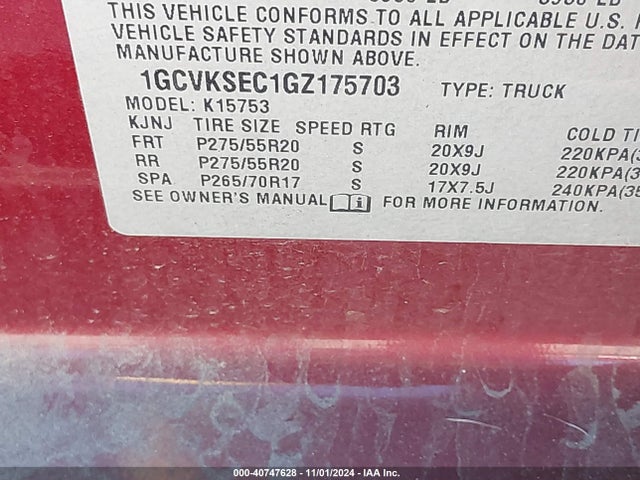 Chevrolet Silverado 1500 2lz 2016 1GCVKSEC1GZ175703 Image 9
