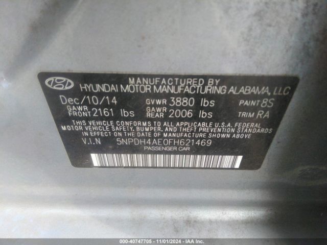 5NPDH4AE0FH621469 Hyundai Elantra Limited