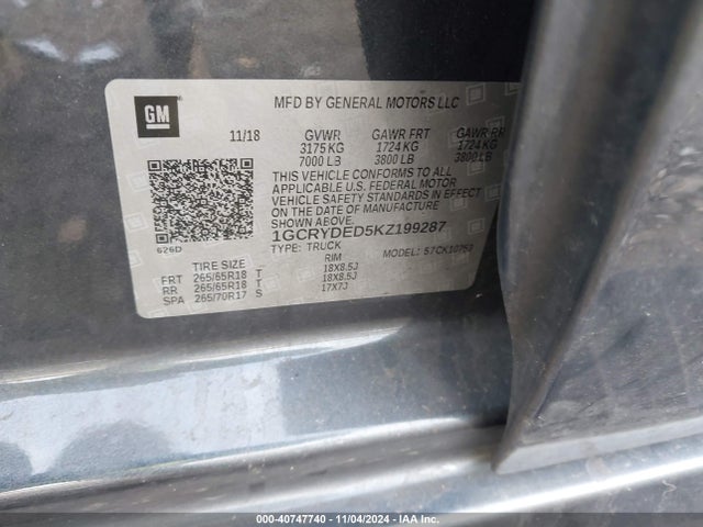 Chevrolet Silverado 1500 Lt 2019 1GCRYDED5KZ199287 Image 9