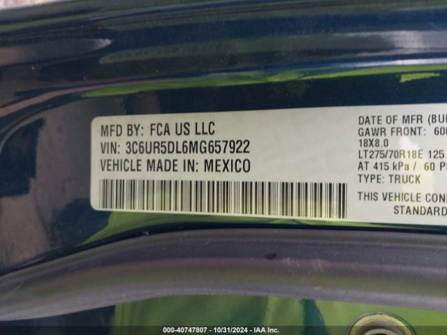 3C6UR5DL6MG657922 RAM 2500 Big Horn  4x4 6'4 Box