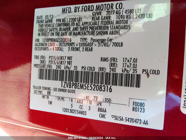 Ford Mustang V6 2014 1ZVBP8EM5E5208316 Image 9