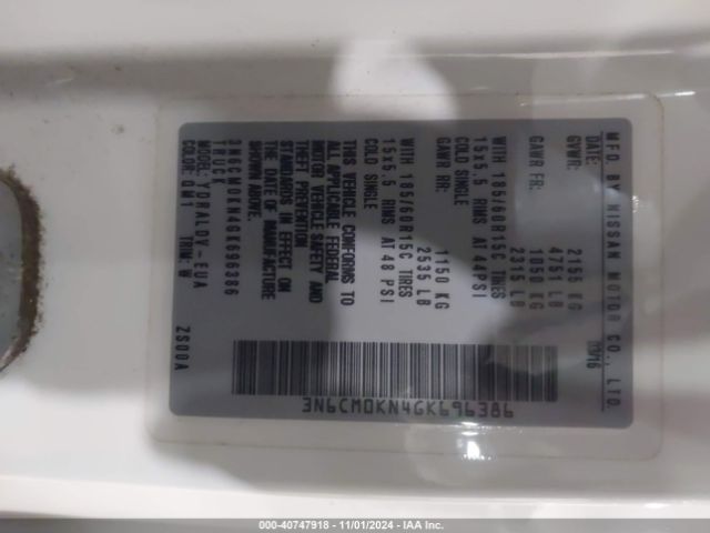 3N6CM0KN4GK696386 Nissan Nv200 S/sv