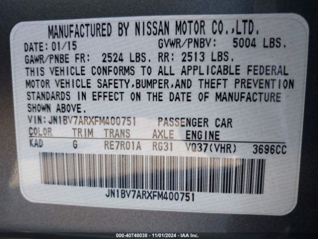JN1BV7ARXFM400751 Infiniti Q50