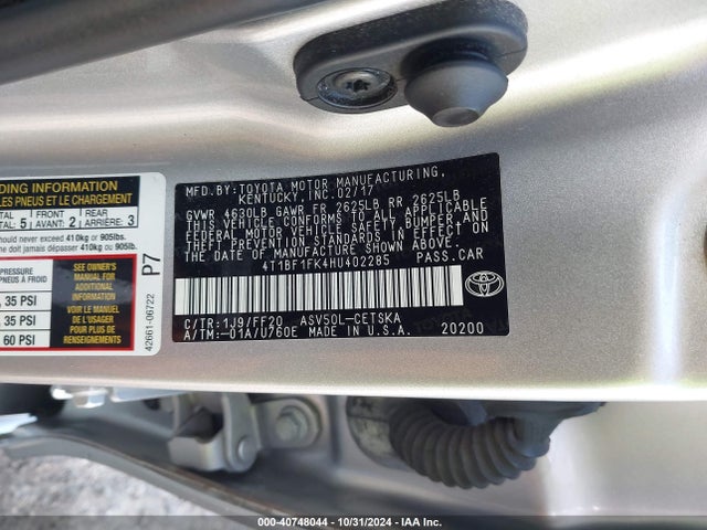 Toyota CAMRY SE 2017 4T1BF1FK4HU402285 Image 9