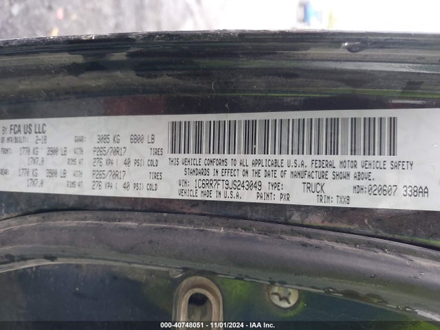 RAM 1500 Tradesman  4x4 6'4 Box 2018 1C6RR7FT9JS243049 Image 9